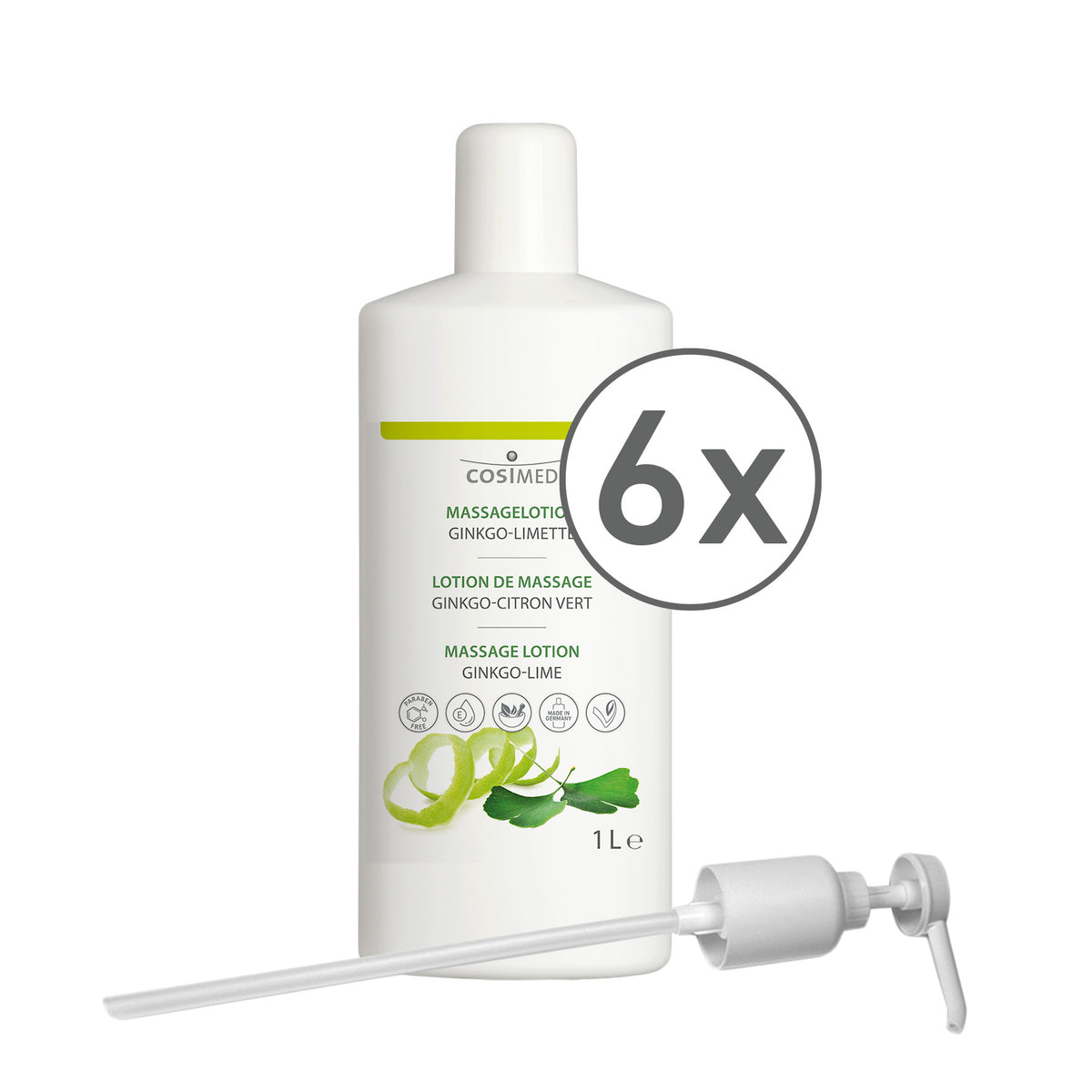 cosiMed Massagelotion Ginkgo-Limette 6x1l Flasche + 1 Spender