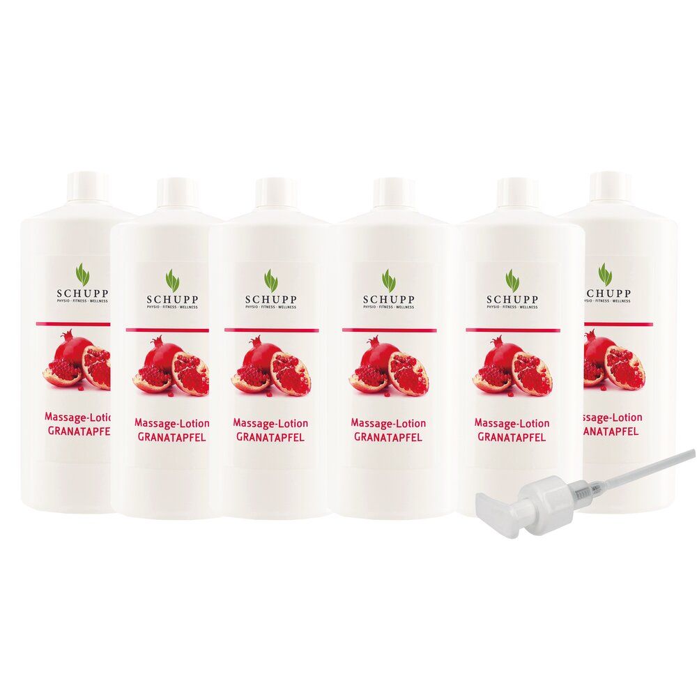 Schupp Massagelotion Granatapfel 6x1l Flasche + 1 Spender