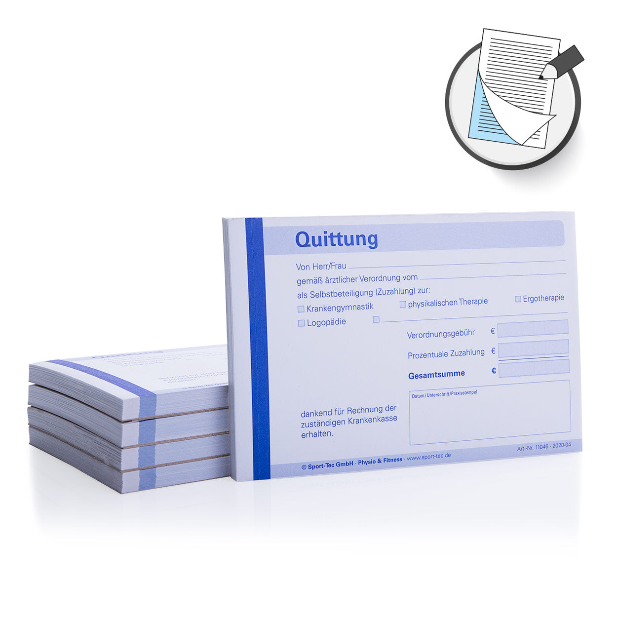 Zuzahlungsquittungen 250 SD-Sätze, DIN A6 quer